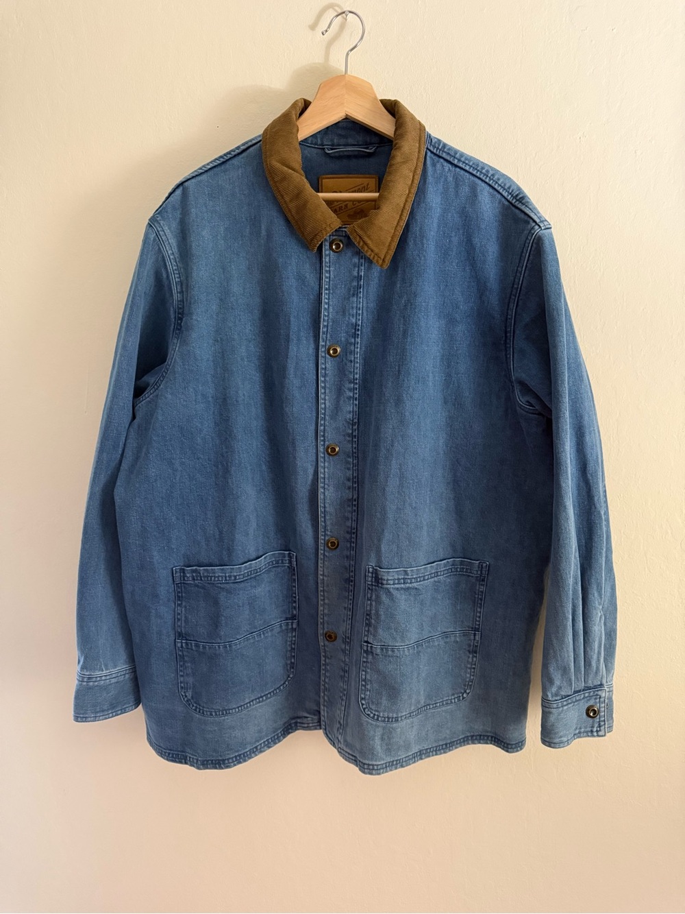 The Vermont Barn Coat Denim Jacket XL Mens 00s Blue Cord Collar Chore Field
